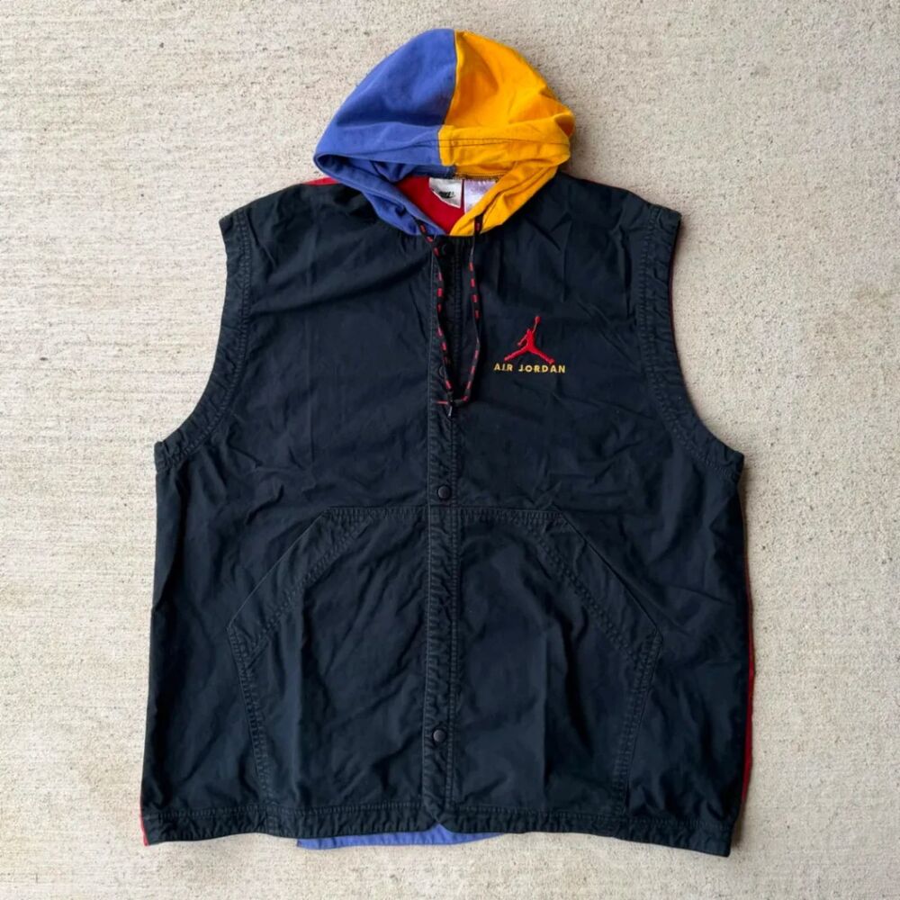 Vintage 90s Nike Air Jordan Colorblock Hooded Canvas Vest Youth XL